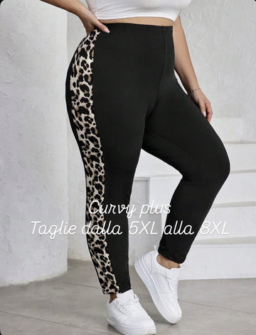 Leggings casual da donna basic tinta unita, taglie comode, stile boho